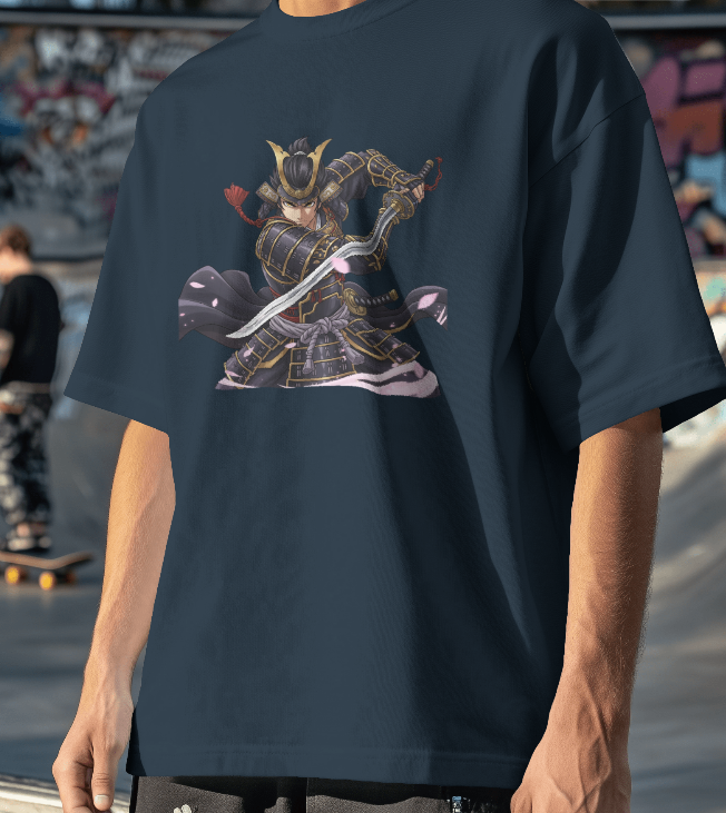 Samurai Style Men’s T-Shirt | Everyday Wear Cotton Tee | Japanese Warrior Graphic Streetwear