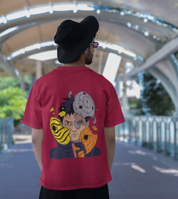 Obito Uchiha T-Shirt - 'Madara' Mask & Kamui Design - Naruto Akatsuki Villain Cotton Tee