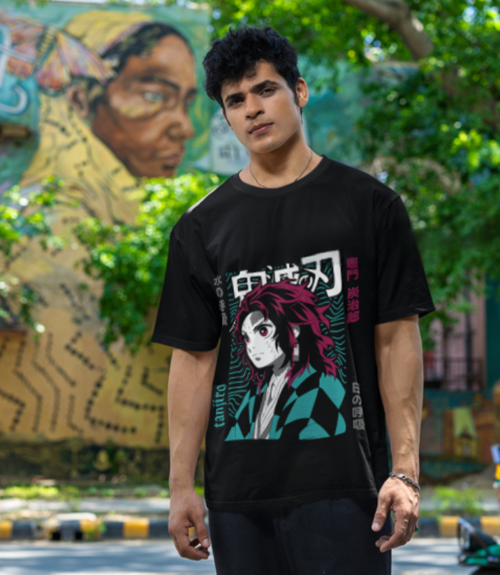Tanjiro Kamado Portrait T-Shirt - Demon Slayer Anime Face Graphic Tee - Water Breathing Art Print Kimetsu no Yaiba Merch